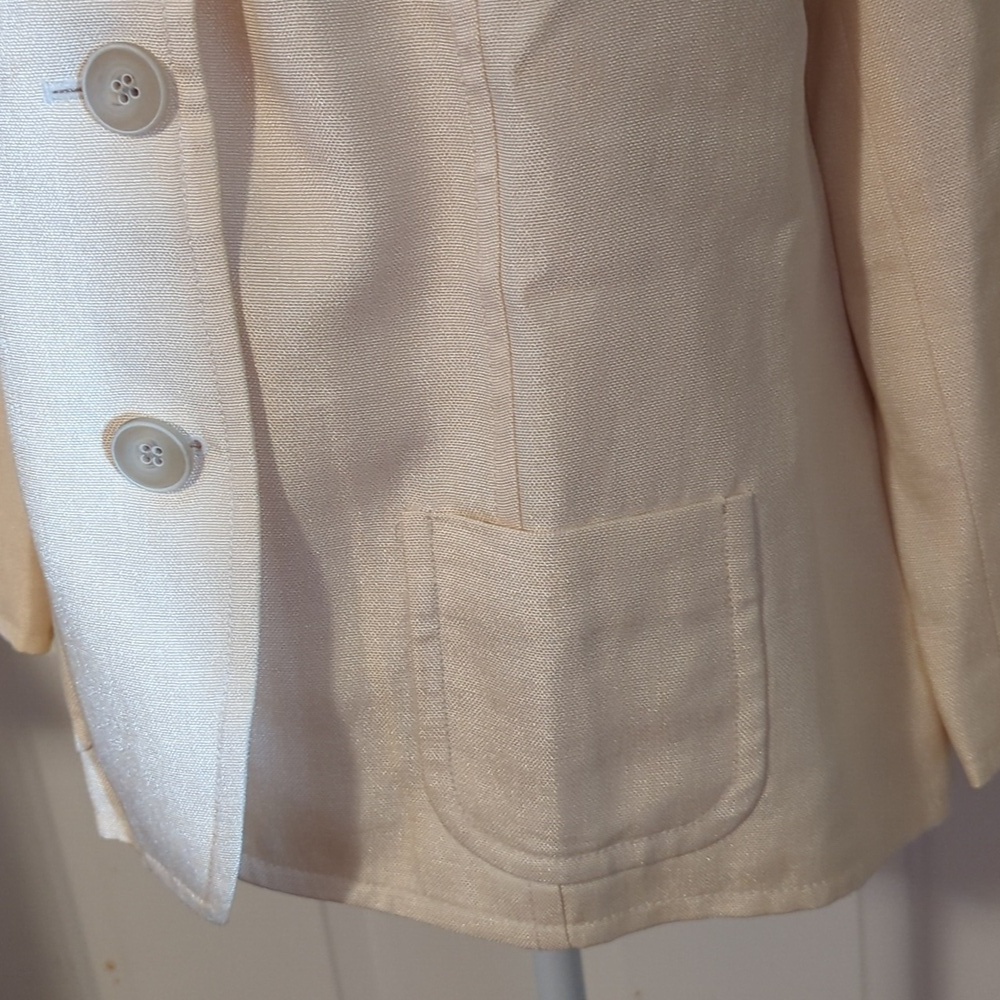 Talbots Cream Champagne Blazer Lined Jacket 16 Career Buttons - Picture 5 of 14